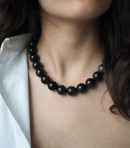 Moss Green Obsidian Necklace