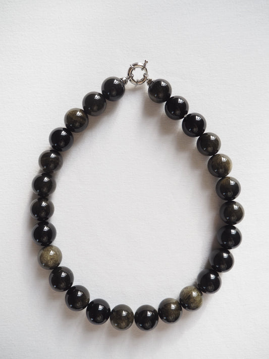 Moss Green Obsidian Necklace